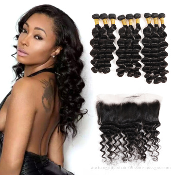 Best Virgin Hair Vendors Natural Color loose deep HD 360 Perruque Swiss Lace Frontal and Closure Hair 13X4 for black women